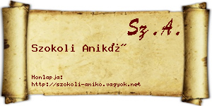 Szokoli Anikó névjegykártya